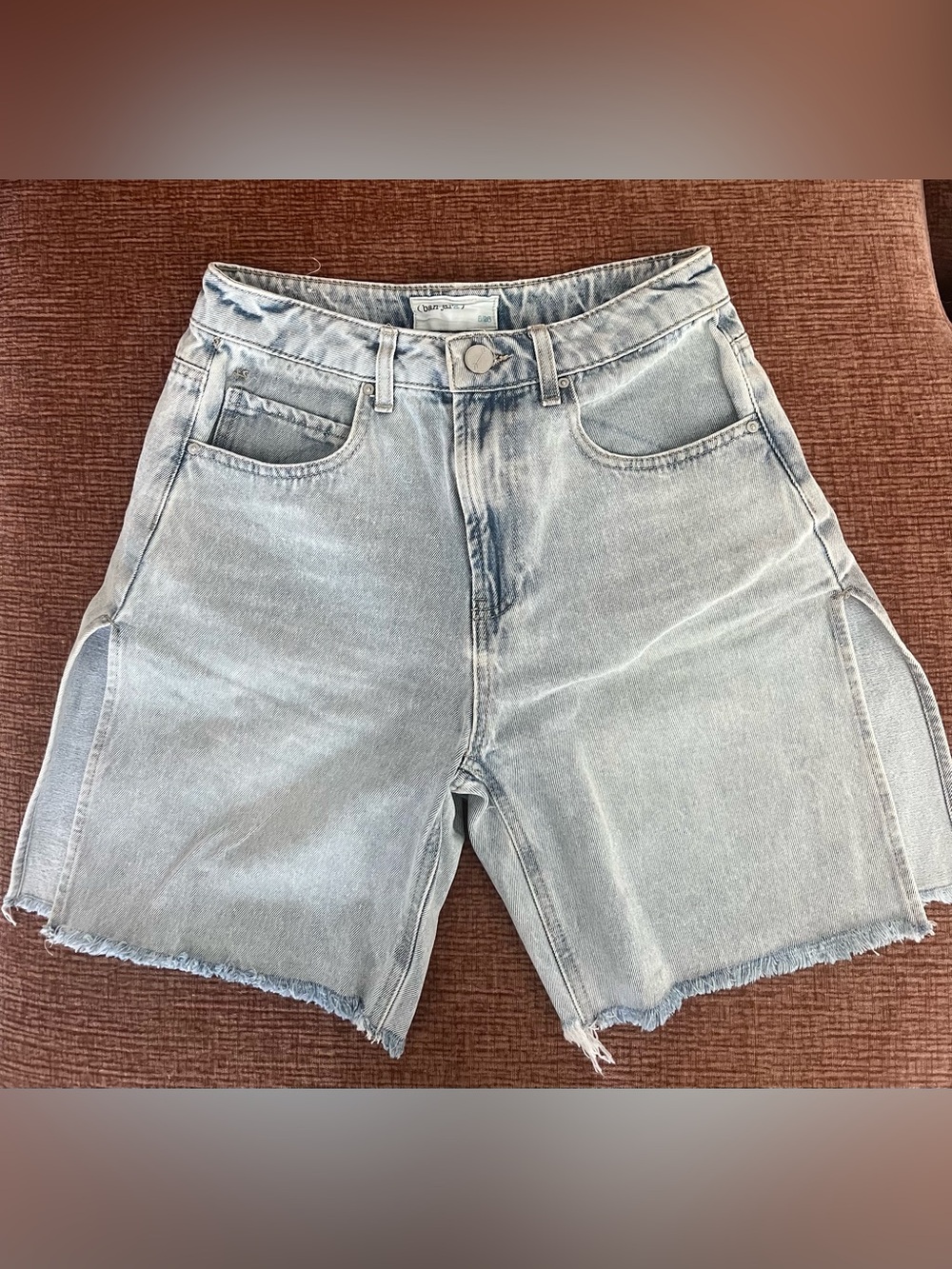 Light Blue Denim Women’s Shorts - Casual Frayed Hem